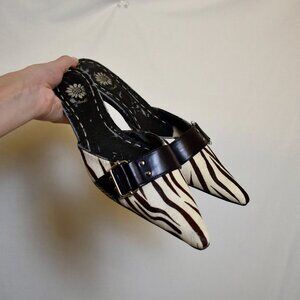 Zebra print kitten heels